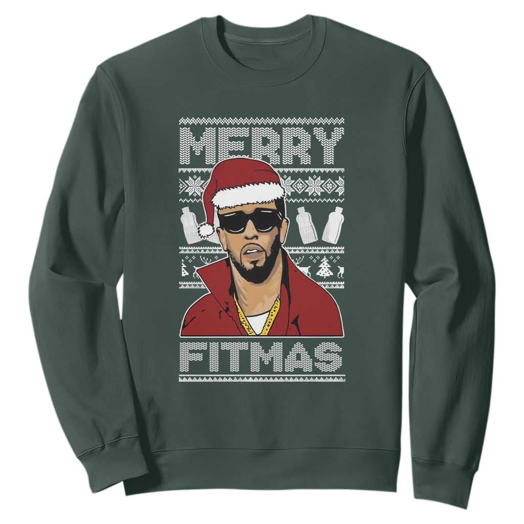 Funny Dirty Santa Diddy Merry Fitmas Sweatshirt TS11 Dark Forest Green Print Your Wear