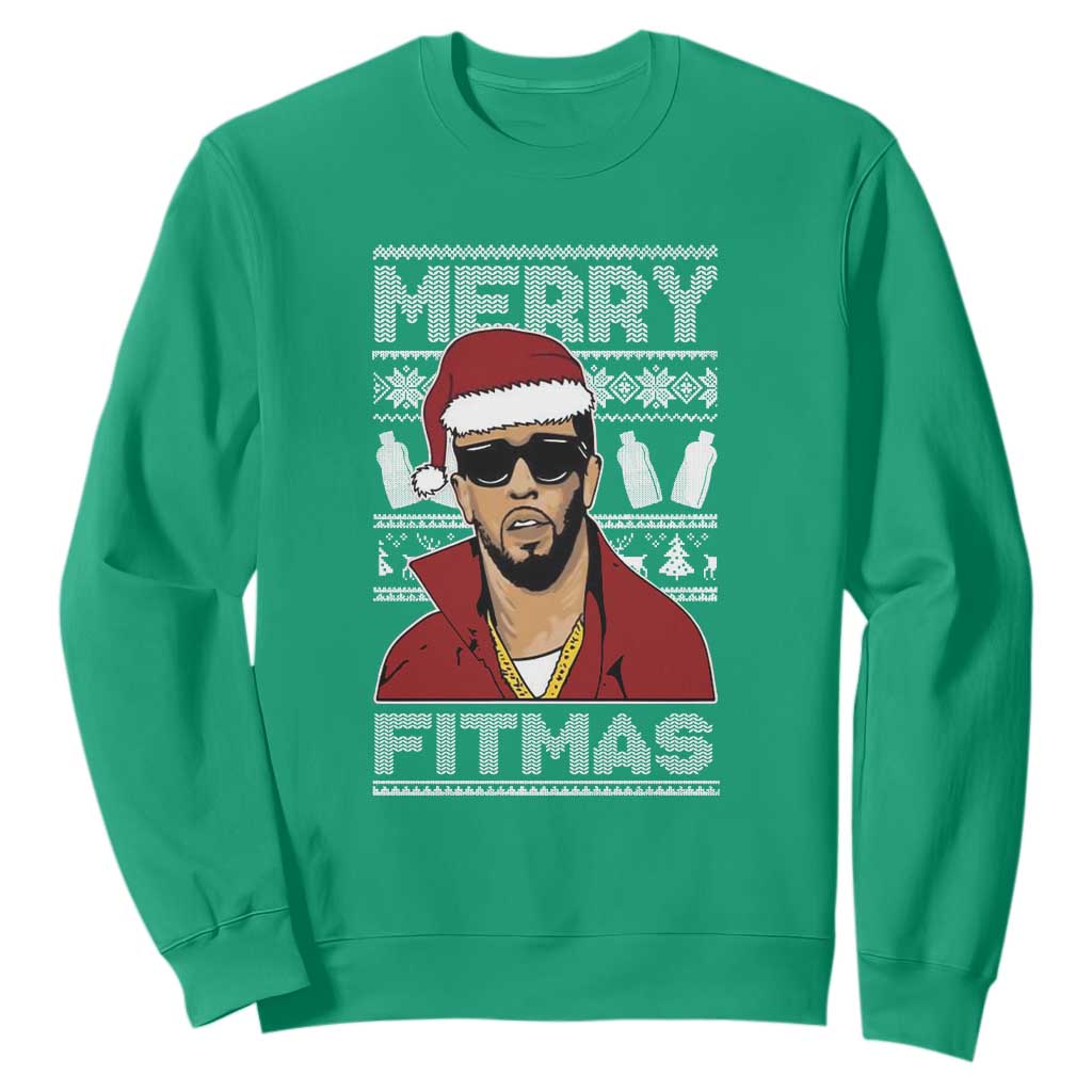 Funny Dirty Santa Diddy Merry Fitmas Sweatshirt TS11 Irish Green Print Your Wear