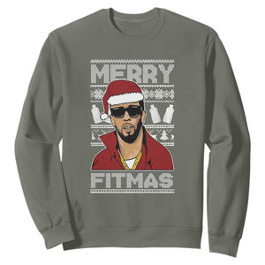 Funny Dirty Santa Diddy Merry Fitmas Sweatshirt TS11 Military Green Print Your Wear