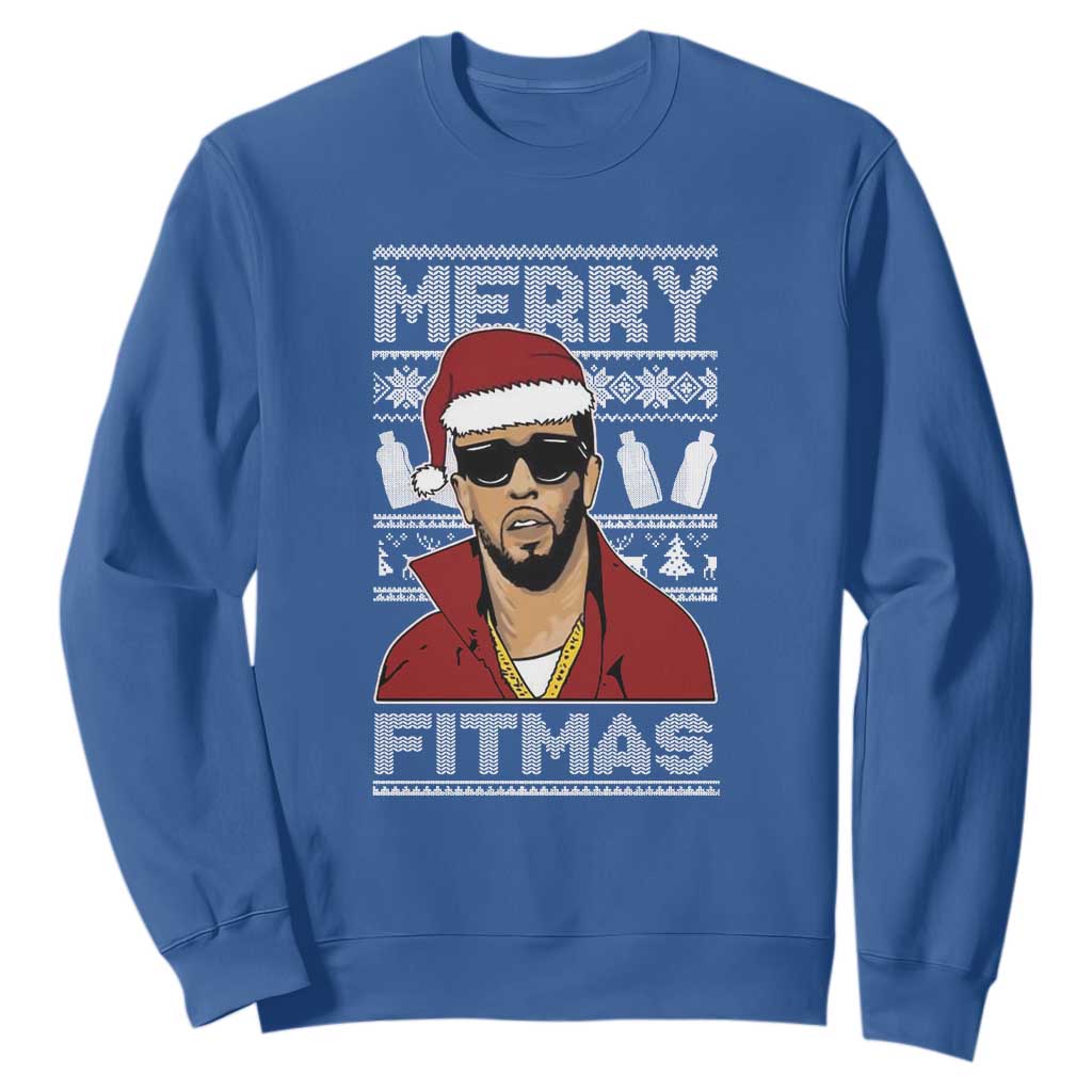 Funny Dirty Santa Diddy Merry Fitmas Sweatshirt TS11 Royal Blue Print Your Wear