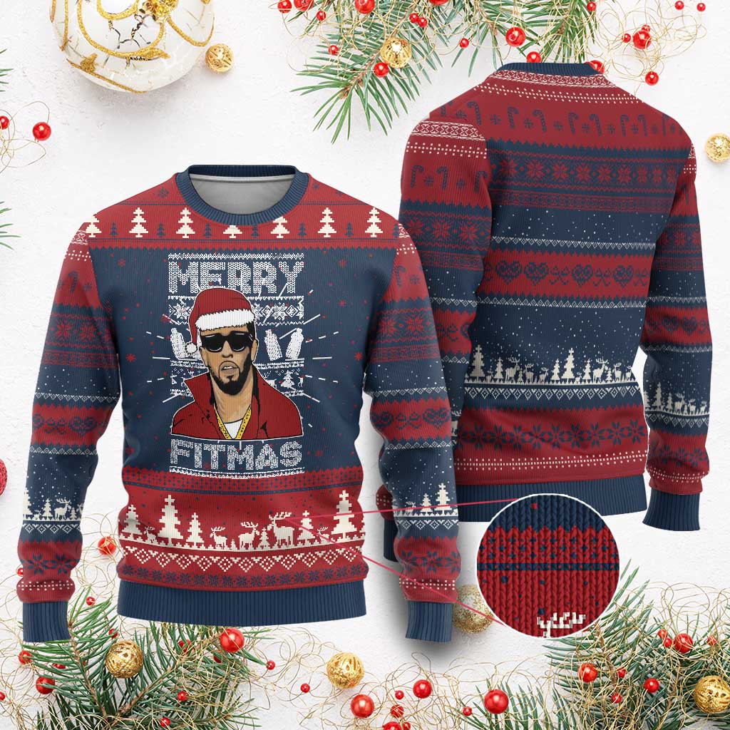Funny Dirty Santa Diddy Merry Fitmas Ugly Christmas Sweater TS11 Burgundy Print Your Wear