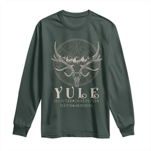 Yule Pagan Long Sleeve Shirt Reflection Instrospection Rebirth Awakening TS11 Dark Forest Green Print Your Wear