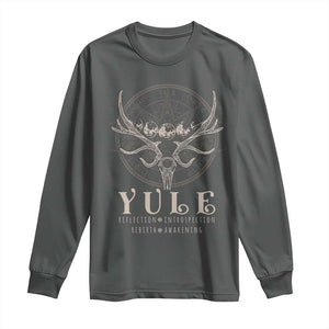 Yule Pagan Long Sleeve Shirt Reflection Instrospection Rebirth Awakening TS11 Dark Heather Print Your Wear