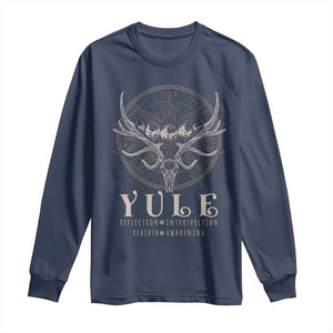 Yule Pagan Long Sleeve Shirt Reflection Instrospection Rebirth Awakening TS11 Navy Print Your Wear