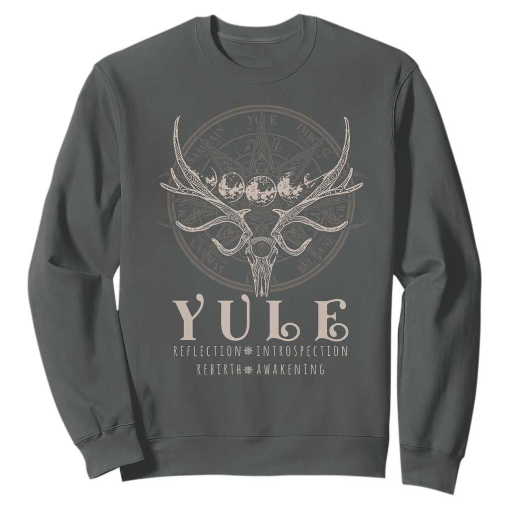 Yule Pagan Sweatshirt Reflection Instrospection Rebirth Awakening TS11 Dark Heather Print Your Wear