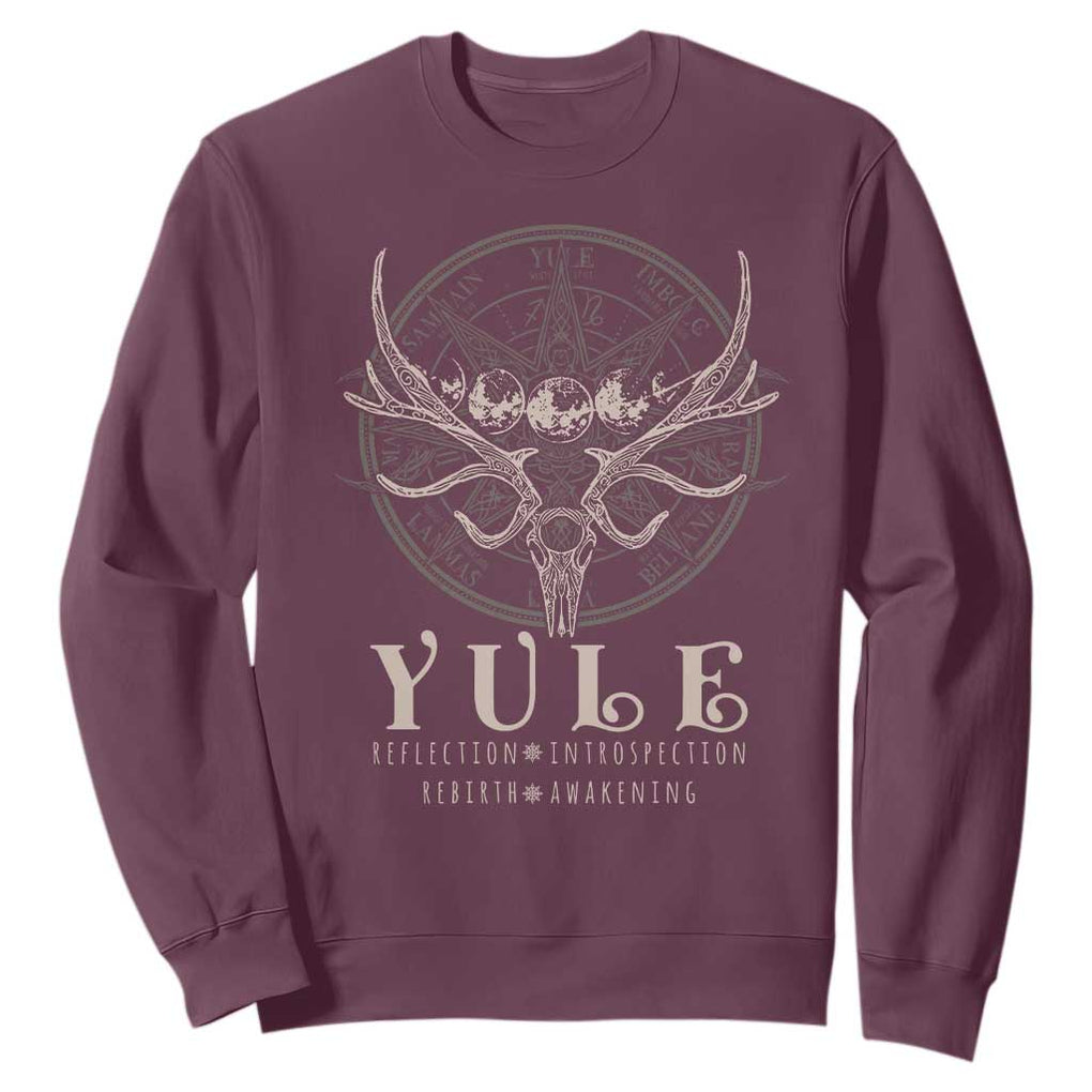 Yule Pagan Sweatshirt Reflection Instrospection Rebirth Awakening TS11 Maroon Print Your Wear