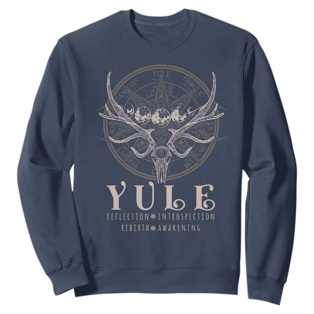 Yule Pagan Sweatshirt Reflection Instrospection Rebirth Awakening TS11 Navy Print Your Wear