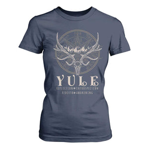 Yule Pagan T Shirt For Women Reflection Instrospection Rebirth Awakening TS11 Navy Print Your Wear