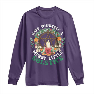 Have Yourself A Merry Little Solstice Long Sleeve Shirt Pagan Pentagram Christmas Wreath TS11 Purple Print Your Wear