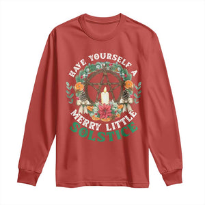 Have Yourself A Merry Little Solstice Long Sleeve Shirt Pagan Pentagram Christmas Wreath TS11 Red Print Your Wear