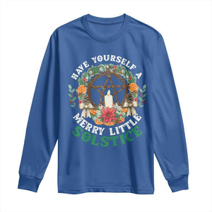 Have Yourself A Merry Little Solstice Long Sleeve Shirt Pagan Pentagram Christmas Wreath TS11 Royal Blue Print Your Wear