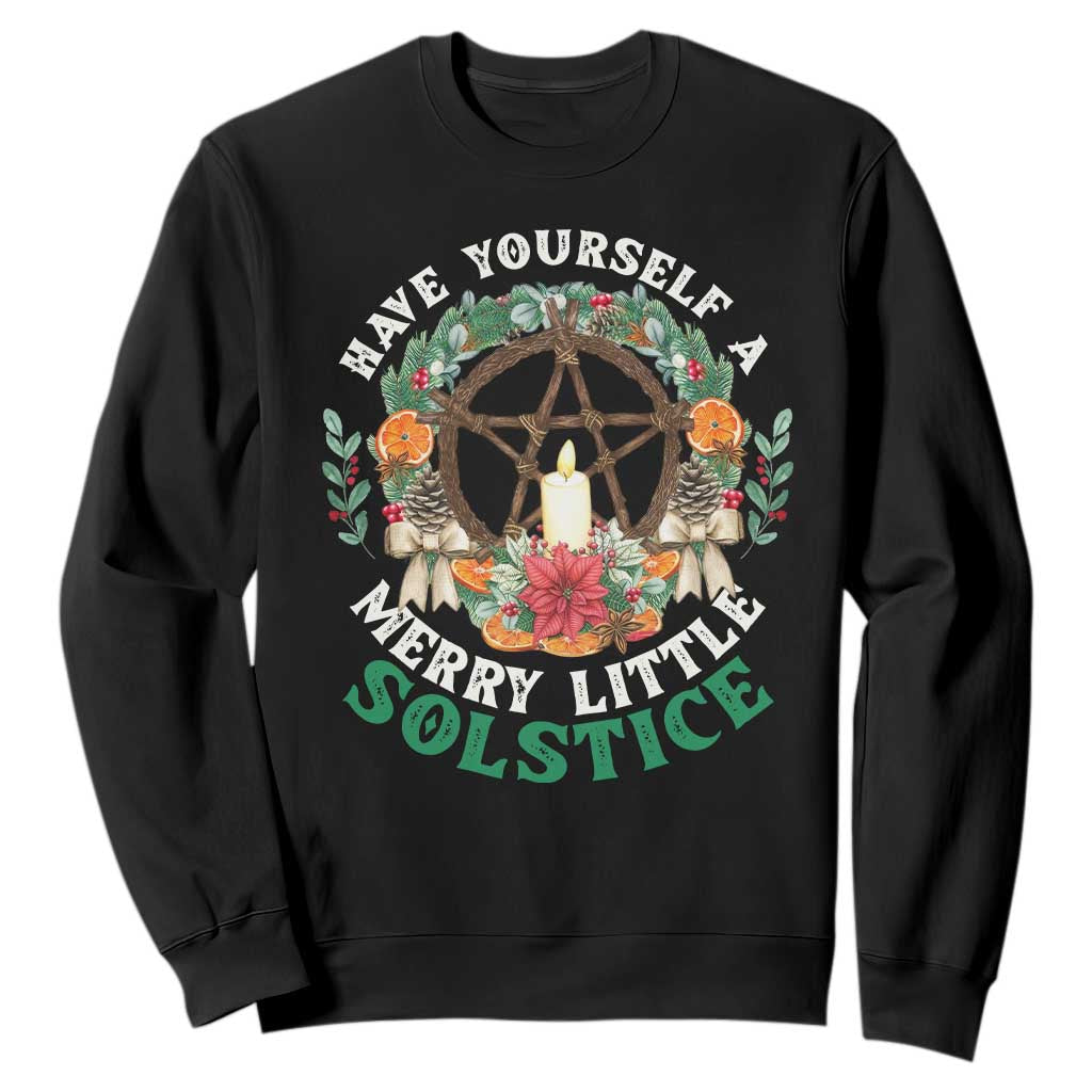 Have Yourself A Merry Little Solstice Sweatshirt Pagan Pentagram Christmas Wreath TS11 Black Print Your Wear