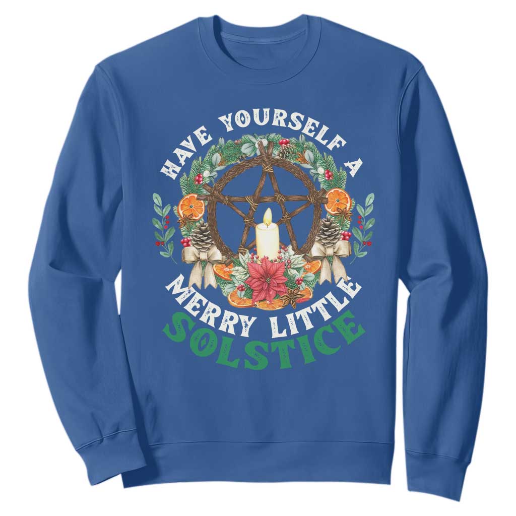 Have Yourself A Merry Little Solstice Sweatshirt Pagan Pentagram Christmas Wreath TS11 Royal Blue Print Your Wear