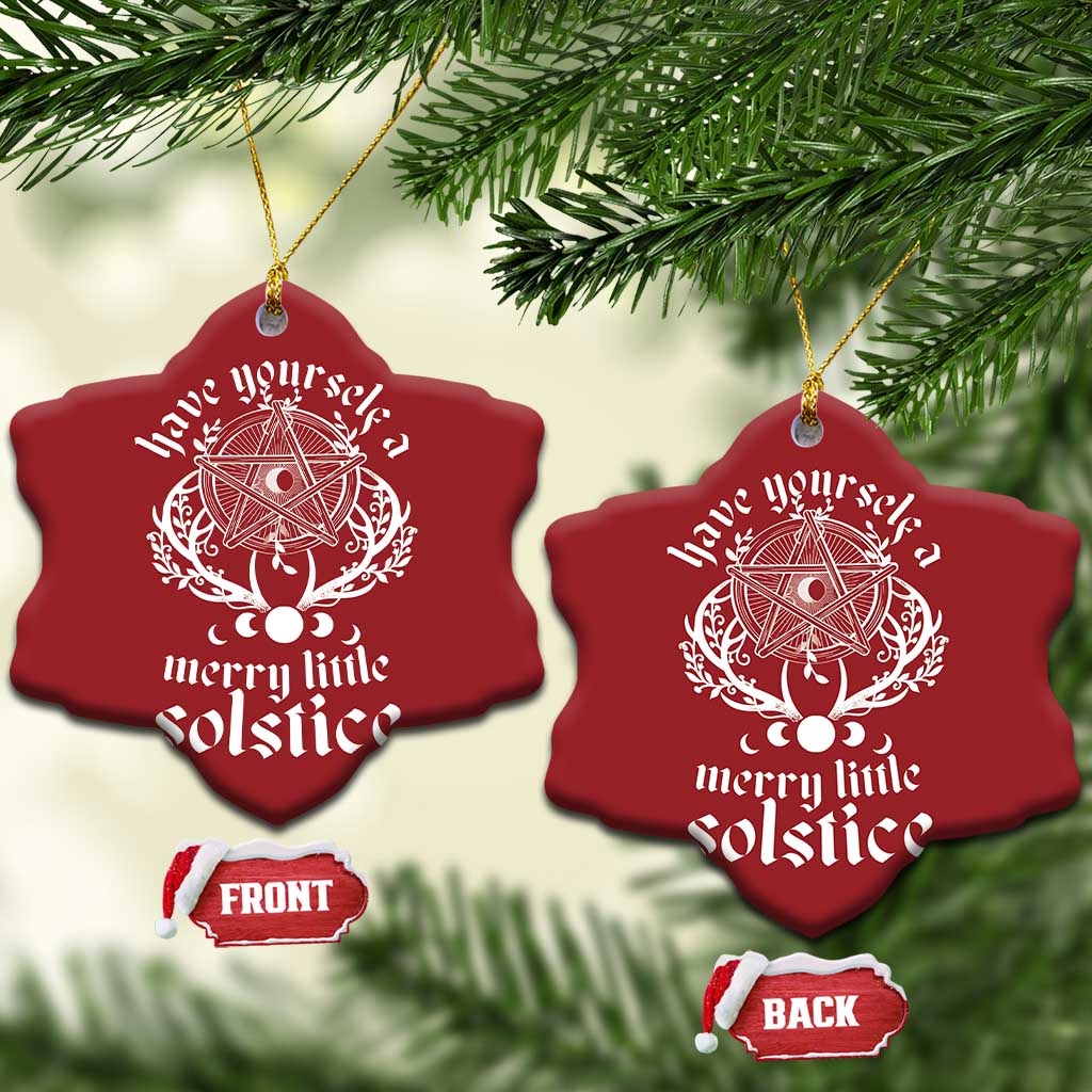Yule Pagan Christmas Ornament Have Yourself A Merry Little Solstice Vintage Pentagram TS11 Snow Flake Red Print Your Wear