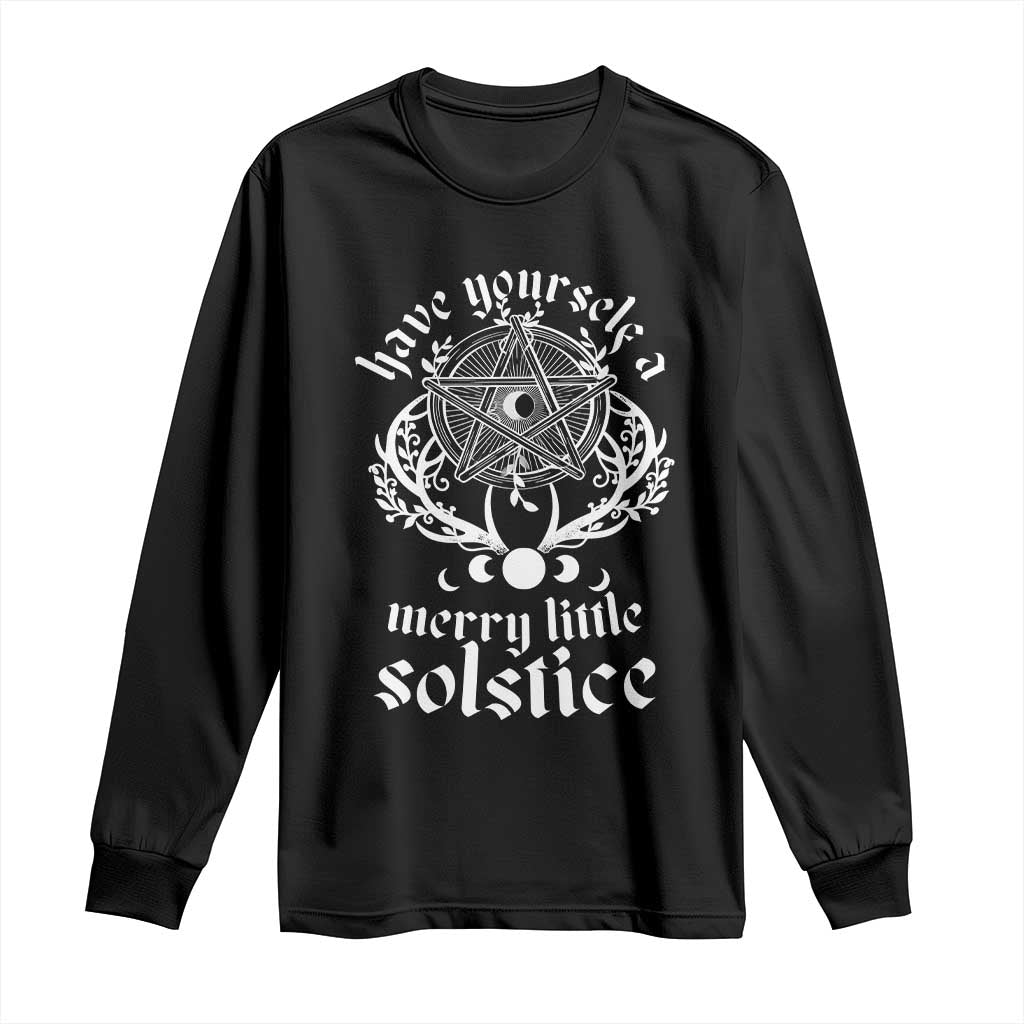 Yule Pagan Long Sleeve Shirt Have Yourself A Merry Little Solstice Vintage Pentagram TS11 Black Print Your Wear