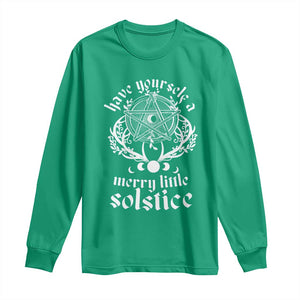 Yule Pagan Long Sleeve Shirt Have Yourself A Merry Little Solstice Vintage Pentagram TS11 Irish Green Print Your Wear