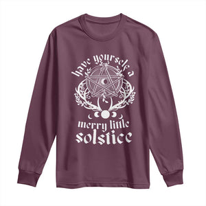 Yule Pagan Long Sleeve Shirt Have Yourself A Merry Little Solstice Vintage Pentagram TS11 Maroon Print Your Wear