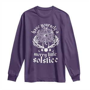 Yule Pagan Long Sleeve Shirt Have Yourself A Merry Little Solstice Vintage Pentagram TS11 Purple Print Your Wear