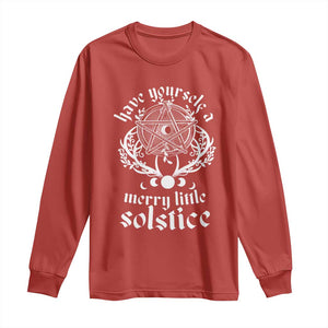 Yule Pagan Long Sleeve Shirt Have Yourself A Merry Little Solstice Vintage Pentagram TS11 Red Print Your Wear