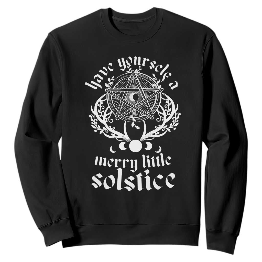 Yule Pagan Sweatshirt Have Yourself A Merry Little Solstice Vintage Pentagram TS11 Black Print Your Wear