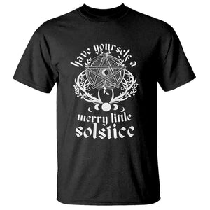 Yule Pagan T Shirt Have Yourself A Merry Little Solstice Vintage Pentagram TS11 Black Print Your Wear