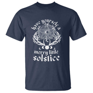 Yule Pagan T Shirt Have Yourself A Merry Little Solstice Vintage Pentagram TS11 Navy Print Your Wear