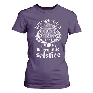 Yule Pagan T Shirt For Women Have Yourself A Merry Little Solstice Vintage Pentagram TS11 Purple Print Your Wear