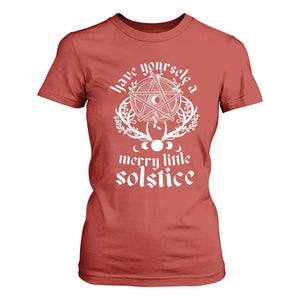 Yule Pagan T Shirt For Women Have Yourself A Merry Little Solstice Vintage Pentagram TS11 Red Print Your Wear