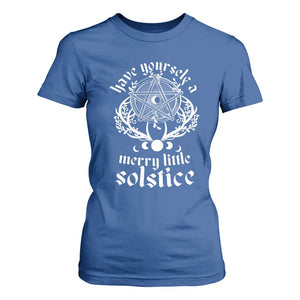 Yule Pagan T Shirt For Women Have Yourself A Merry Little Solstice Vintage Pentagram TS11 Royal Blue Print Your Wear