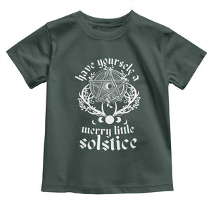 Yule Pagan Toddler T Shirt Have Yourself A Merry Little Solstice Vintage Pentagram TS11 Dark Forest Green Print Your Wear