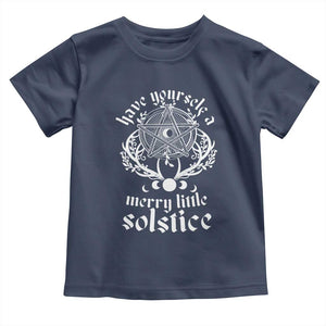 Yule Pagan Toddler T Shirt Have Yourself A Merry Little Solstice Vintage Pentagram TS11 Navy Print Your Wear