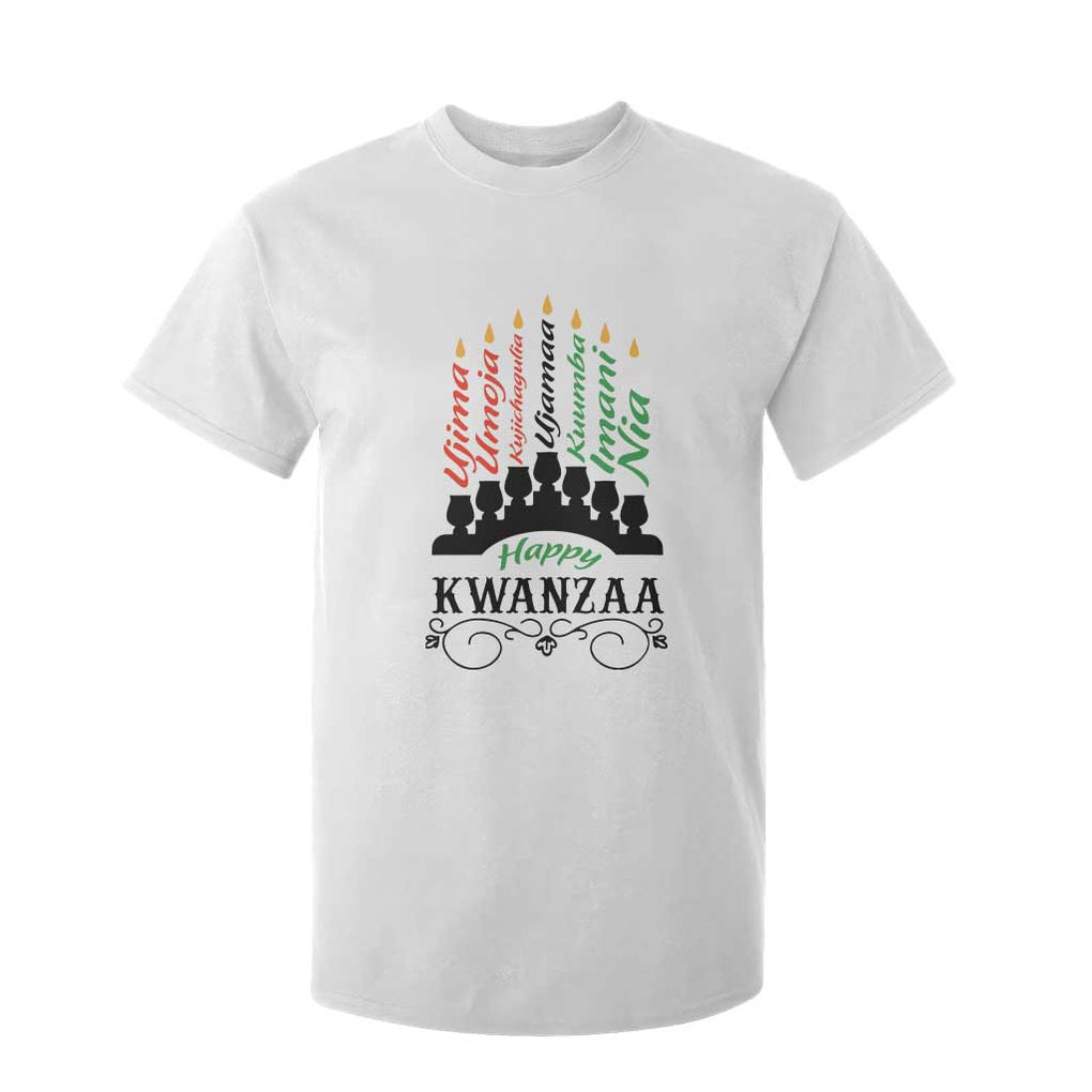 Happy Kwanzaa The 7 Principles African Nguzo Saba Kinara Candles T Shirt For Kid TS11 White Print Your Wear