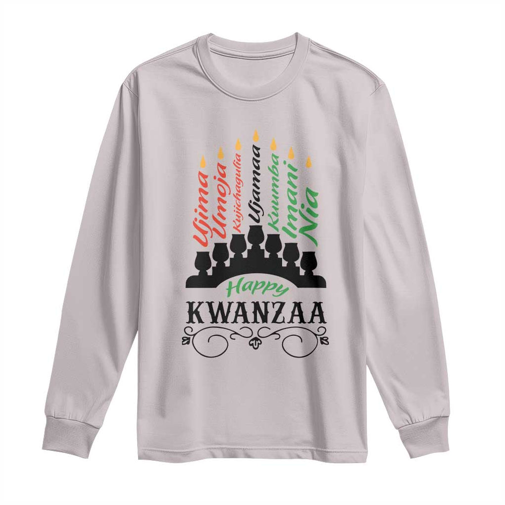 Happy Kwanzaa The 7 Principles African Nguzo Saba Kinara Candles Long Sleeve Shirt TS11 Ice Gray Print Your Wear