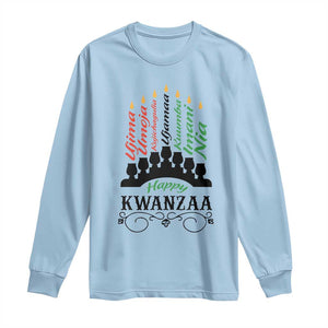 Happy Kwanzaa The 7 Principles African Nguzo Saba Kinara Candles Long Sleeve Shirt TS11 Light Blue Print Your Wear