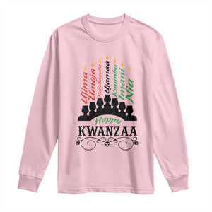 Happy Kwanzaa The 7 Principles African Nguzo Saba Kinara Candles Long Sleeve Shirt TS11 Light Pink Print Your Wear