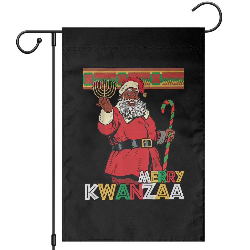 Funny Merry Kwanzaa Christmas Garden Flag African American Black Santa Kinara Candles TS11 Black Print Your Wear