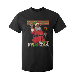 Funny Merry Kwanzaa Christmas T Shirt For Kid African American Black Santa Kinara Candles TS11 Black Print Your Wear