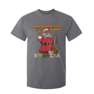 Funny Merry Kwanzaa Christmas T Shirt For Kid African American Black Santa Kinara Candles TS11 Charcoal Print Your Wear