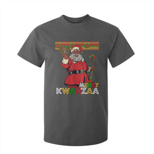 Funny Merry Kwanzaa Christmas T Shirt For Kid African American Black Santa Kinara Candles TS11 Dark Heather Print Your Wear