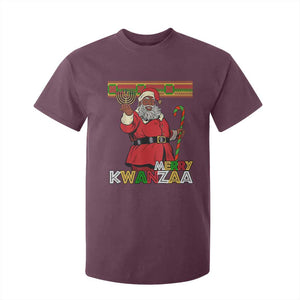 Funny Merry Kwanzaa Christmas T Shirt For Kid African American Black Santa Kinara Candles TS11 Maroon Print Your Wear