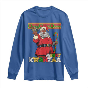 Funny Merry Kwanzaa Christmas Long Sleeve Shirt African American Black Santa Kinara Candles TS11 Royal Blue Print Your Wear