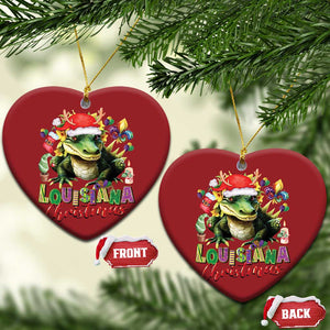 Funny Cajun Louisiana Christmas Santa's Alligator Christmas Ornament TS11 Heart Red Print Your Wear