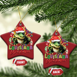 Funny Cajun Louisiana Christmas Santa's Alligator Christmas Ornament TS11 Star Red Print Your Wear