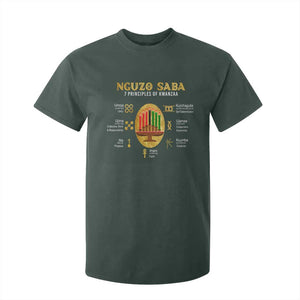 Nguzo Saba Symbols The 7 Principles Of Kwanzaa Kinara Candles T Shirt For Kid TS11 Dark Forest Green Print Your Wear