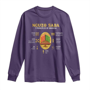 Nguzo Saba Symbols The 7 Principles Of Kwanzaa Kinara Candles Long Sleeve Shirt TS11 Purple Print Your Wear