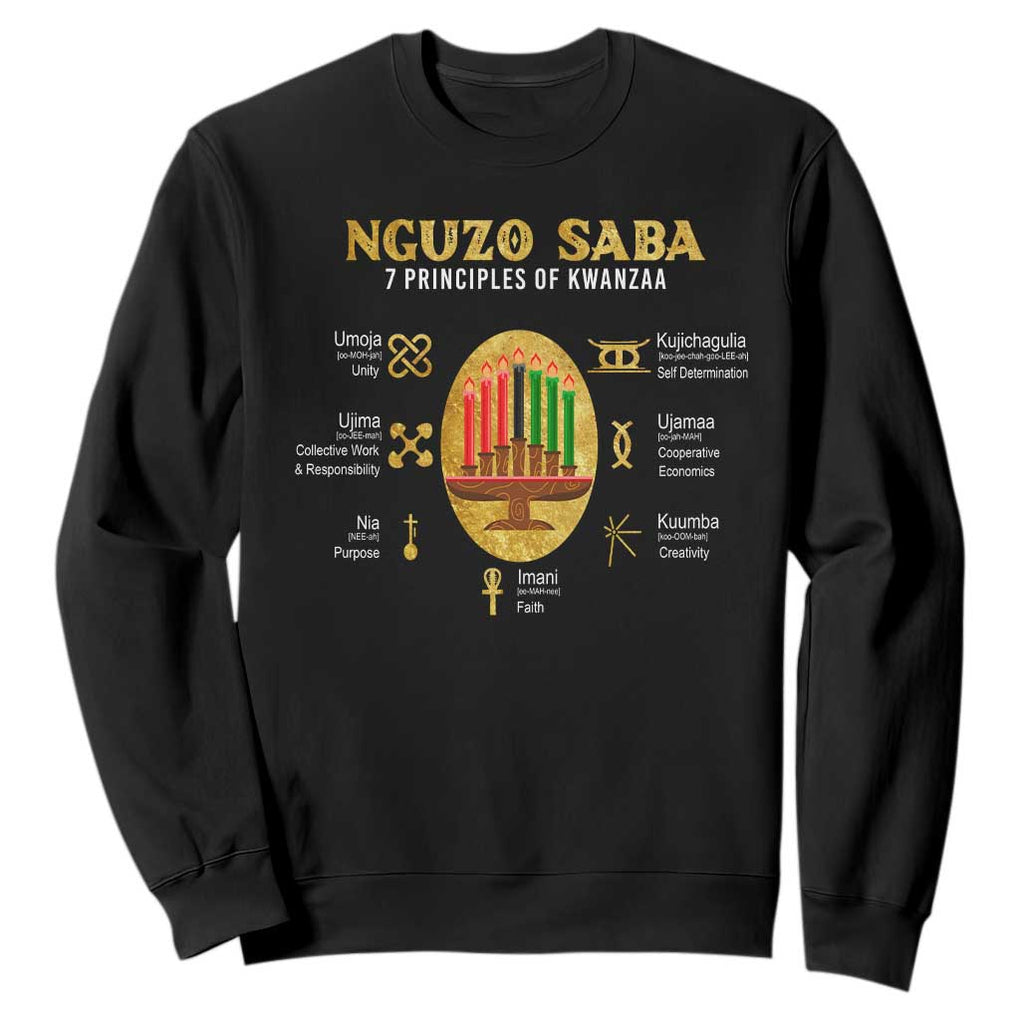 Nguzo Saba Symbols The 7 Principles Of Kwanzaa Kinara Candles Sweatshirt TS11 Black Print Your Wear