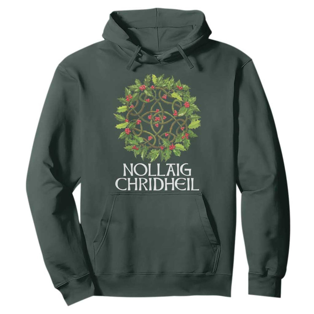 Scottish Merry Christmas Hoodie Nollaig Chridhel Celtic Xmas Mistletoe TS11 Dark Forest Green Print Your Wear