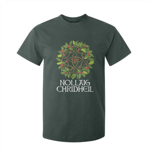 Scottish Merry Christmas T Shirt For Kid Nollaig Chridhel Celtic Xmas Mistletoe TS11 Dark Forest Green Print Your Wear