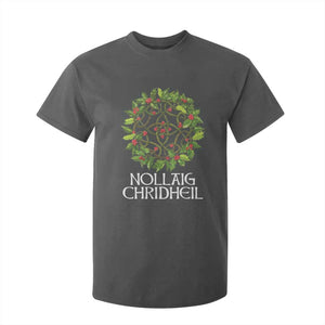 Scottish Merry Christmas T Shirt For Kid Nollaig Chridhel Celtic Xmas Mistletoe TS11 Dark Heather Print Your Wear