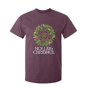 Scottish Merry Christmas T Shirt For Kid Nollaig Chridhel Celtic Xmas Mistletoe TS11 Maroon Print Your Wear